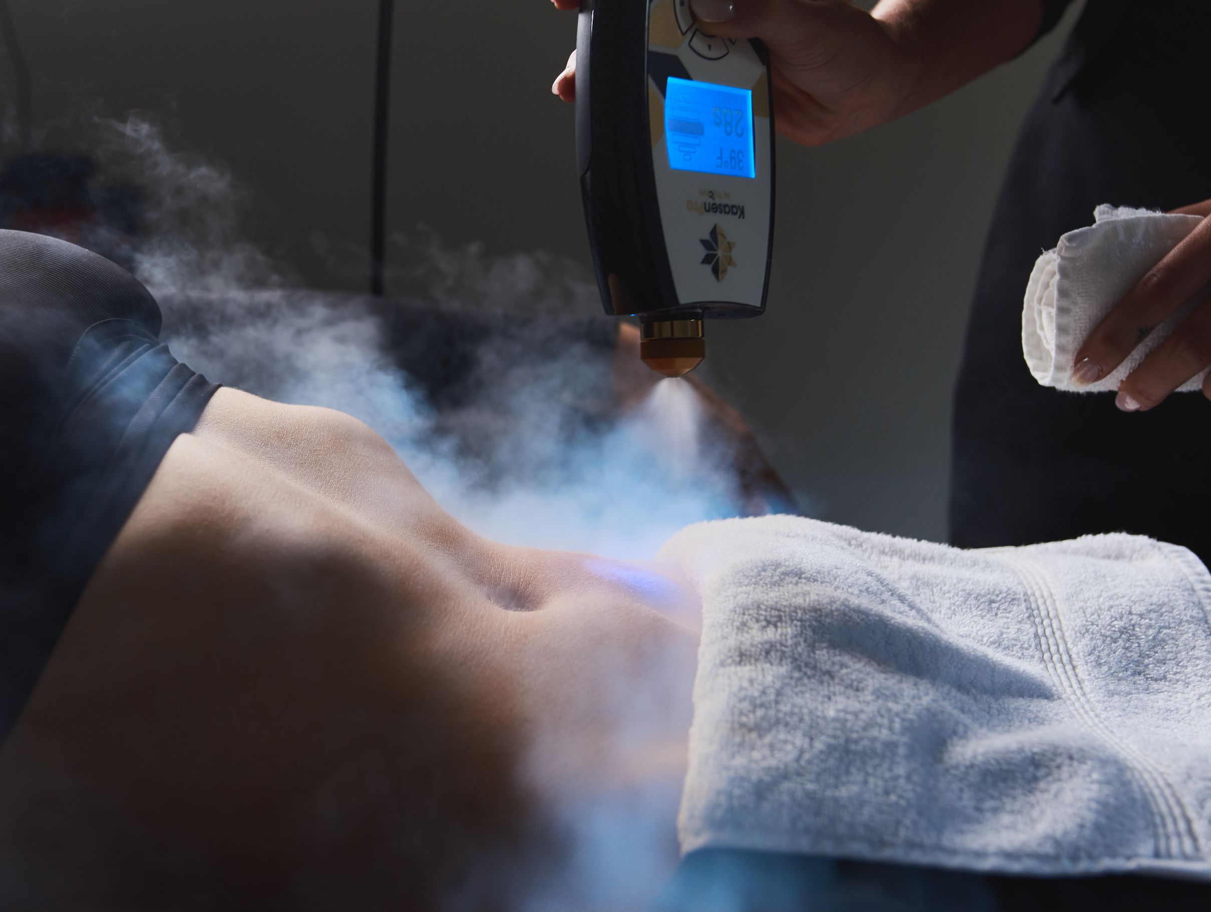 Woman receiving Cryo Therapy